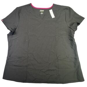 NWT Scrubstar Women's Premium Scrubwear Ethical Fabric 2XL Black Short Sleeve